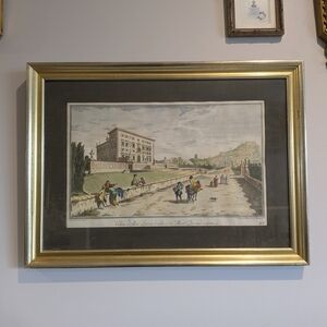 Antique 18th C. Giuseppe Zocchi Etching "Villa della Luna" Tuscany Grand Tour